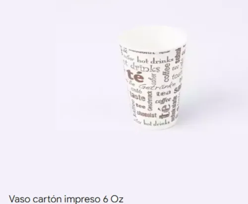 503. Vaso Carton Impreso 6 oz paq x 50 uds