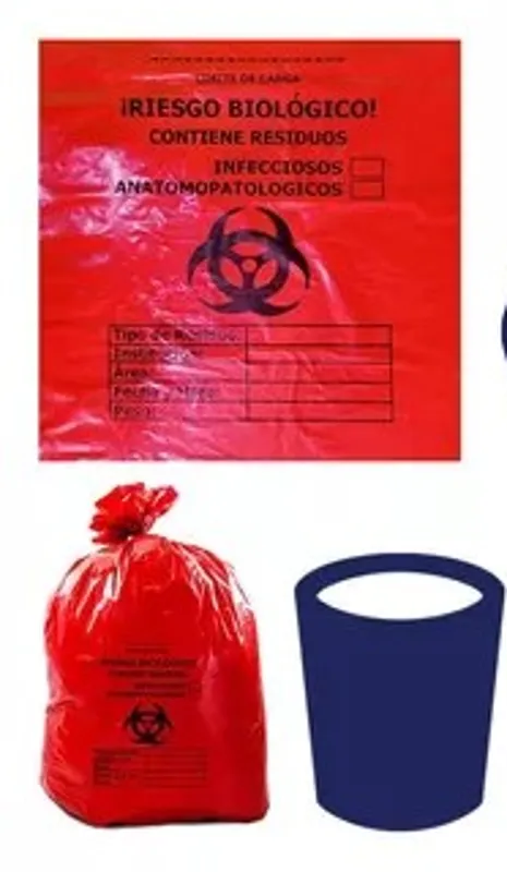 372. Bolsa Plástica Roja RIESGO BIOLOGICO paq x 6